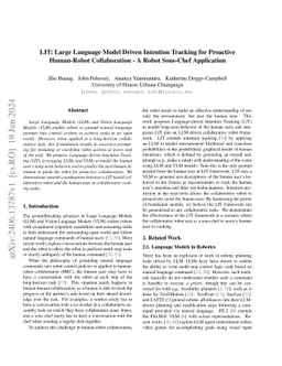 LIT: Large Language Model Driven Intention Tracking for Proactive
  Human-Robot Collaboration -- A Robot Sous-Chef Application