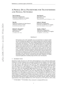 A Primal-Dual Framework for Transformers and Neural Networks