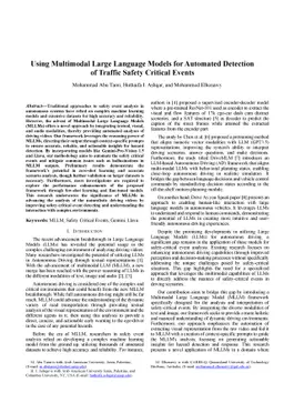 Using Multimodal Large Language Models for Automated Detection of
  Traffic Safety Critical Events
