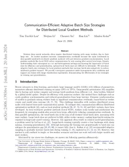 Communication-Efficient Adaptive Batch Size Strategies for Distributed
  Local Gradient Methods