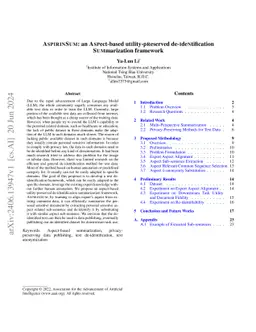 AspirinSum: an Aspect-based utility-preserved de-identification
  Summarization framework