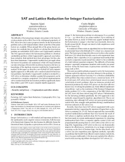 SAT and Lattice Reduction for Integer Factorization