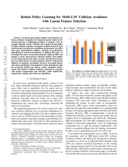 Robust Policy Learning for Multi-UAV Collision Avoidance with Causal
  Feature Selection