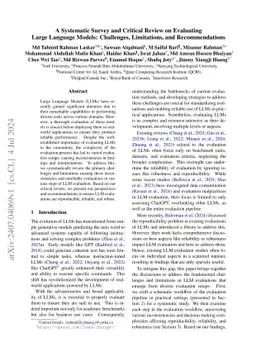 A Systematic Survey and Critical Review on Evaluating Large Language
  Models: Challenges, Limitations, and Recommendations
