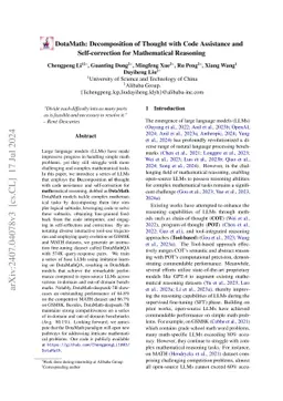 DotaMath: Decomposition of Thought with Code Assistance and
  Self-correction for Mathematical Reasoning