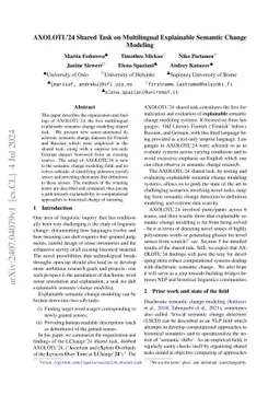 AXOLOTL'24 Shared Task on Multilingual Explainable Semantic Change
  Modeling