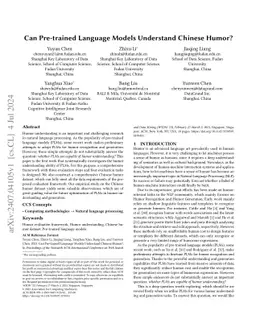 Can Pre-trained Language Models Understand Chinese Humor?