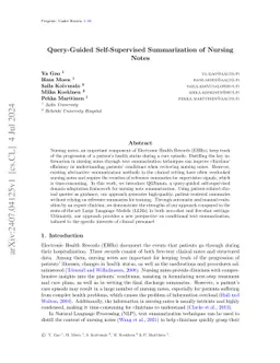 Query-Guided Self-Supervised Summarization of Nursing Notes