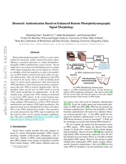 Biometric Authentication Based on Enhanced Remote Photoplethysmography
  Signal Morphology