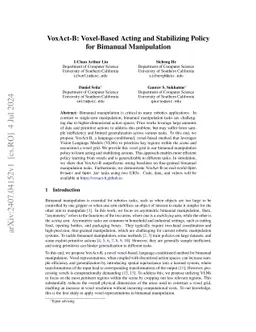 VoxAct-B: Voxel-Based Acting and Stabilizing Policy for Bimanual
  Manipulation