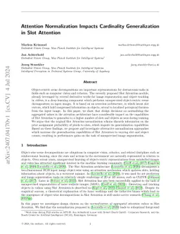 Attention Normalization Impacts Cardinality Generalization in Slot
  Attention