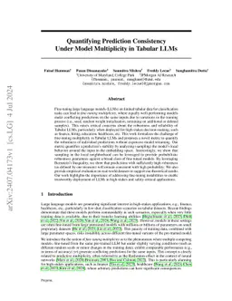 Quantifying Prediction Consistency Under Fine-Tuning Multiplicity in Tabular LLMs
