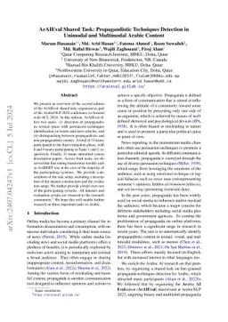 ArAIEval Shared Task: Propagandistic Techniques Detection in Unimodal
  and Multimodal Arabic Content