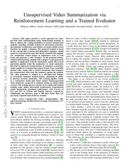 Reinforcement Learning for Unsupervised Video Summarization with Reward Generator Training