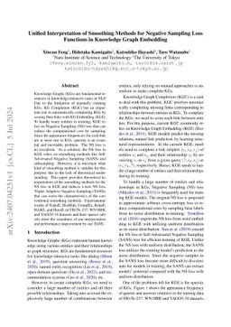 Unified Interpretation of Smoothing Methods for Negative Sampling Loss
  Functions in Knowledge Graph Embedding