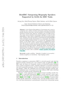 BiosERC: Integrating Biography Speakers Supported by LLMs for ERC Tasks