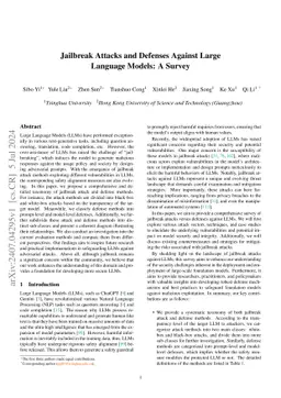 Jailbreak Attacks and Defenses Against Large Language Models: A Survey
