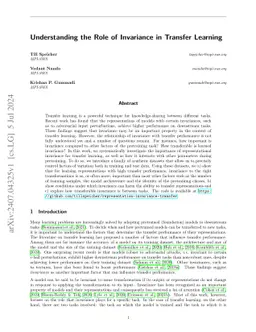 Understanding the Role of Invariance in Transfer Learning
