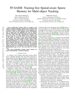 TF-SASM: Training-free Spatial-aware Sparse Memory for Multi-object
  Tracking