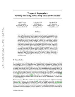 Temporal fingerprints: Identity matching across fully encrypted domain