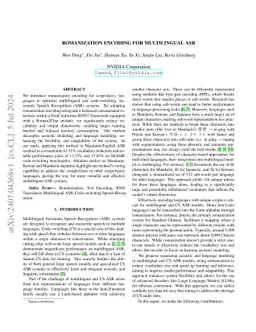 Romanization Encoding For Multilingual ASR