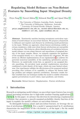 Regulating Model Reliance on Non-Robust Features by Smoothing Input
  Marginal Density