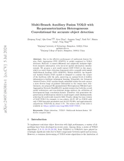 Multi-Branch Auxiliary Fusion YOLO with Re-parameterization
  Heterogeneous Convolutional for accurate object detection