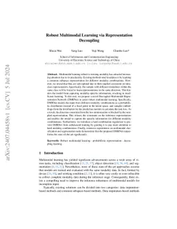 Robust Multimodal Learning via Representation Decoupling