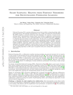 Smart Sampling: Helping from Friendly Neighbors for Decentralized
  Federated Learning