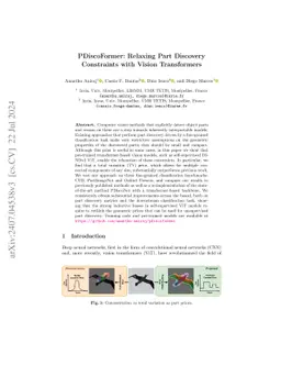 PDiscoFormer: Relaxing Part Discovery Constraints with Vision
  Transformers