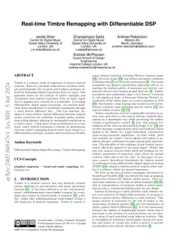 Real-time Timbre Remapping with Differentiable DSP