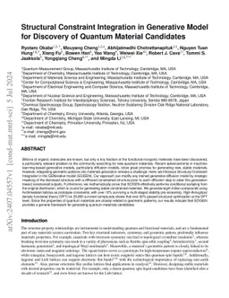 Structural Constraint Integration in Generative Model for Discovery of
  Quantum Material Candidates
