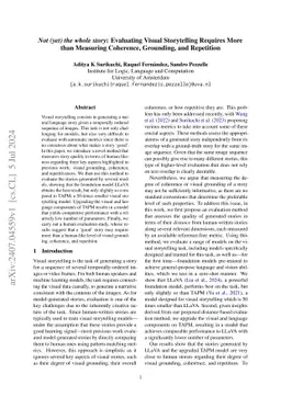 Not (yet) the whole story: Evaluating Visual Storytelling Requires More
  than Measuring Coherence, Grounding, and Repetition