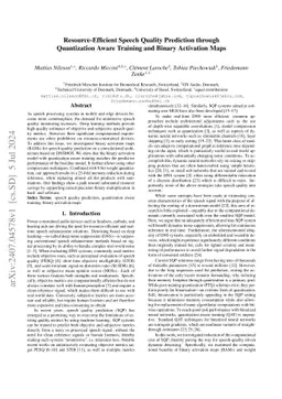 Resource-Efficient Speech Quality Prediction through Quantization Aware
  Training and Binary Activation Maps