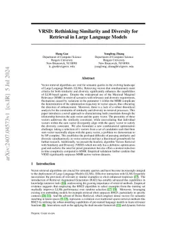 VRSD: Rethinking Similarity and Diversity for Retrieval in Large
  Language Models