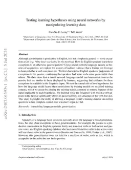 Testing learning hypotheses using neural networks by manipulating
  learning data