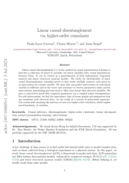 Linear causal disentanglement via higher-order cumulants