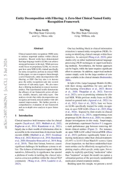 Entity Decomposition with Filtering: A Zero-Shot Clinical Named Entity Recognition Framework