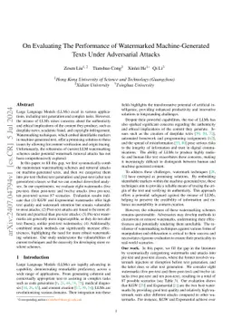 On Evaluating The Performance of Watermarked Machine-Generated Texts
  Under Adversarial Attacks