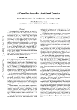 All Neural Low-latency Directional Speech Extraction