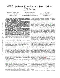 KESIC: Kerberos Extensions for Smart, IoT and CPS Devices