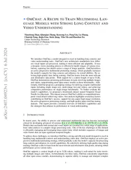 OmChat: A Recipe to Train Multimodal Language Models with Strong Long
  Context and Video Understanding