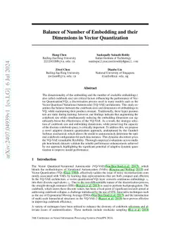 Balance of Number of Embedding and their Dimensions in Vector
  Quantization