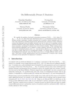 On Differentially Private U Statistics