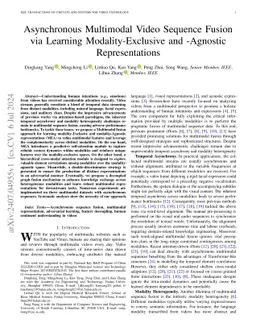 Asynchronous Multimodal Video Sequence Fusion via Learning
  Modality-Exclusive and -Agnostic Representations
