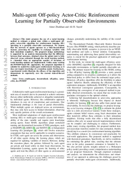 Multi-agent Off-policy Actor-Critic Reinforcement Learning for Partially
  Observable Environments