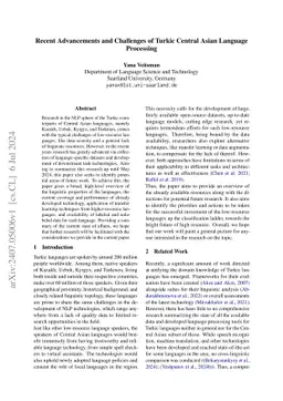 Recent Advancements and Challenges of Turkic Central Asian Language
  Processing