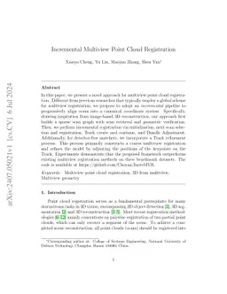 Incremental Multiview Point Cloud Registration