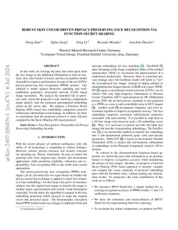 Robust Skin Color Driven Privacy Preserving Face Recognition via
  Function Secret Sharing