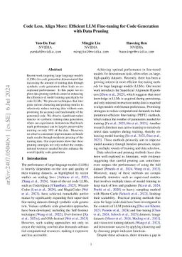 Code Less, Align More: Efficient LLM Fine-tuning for Code Generation
  with Data Pruning